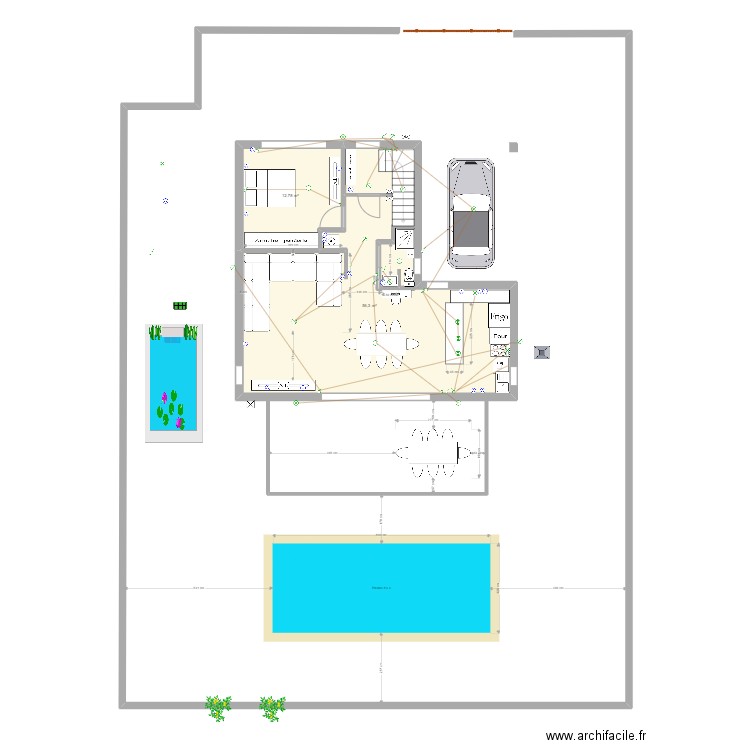 RDC PLAN detail cuisine. Plan de 2 pièces et 69 m2
