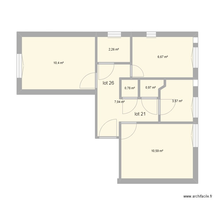 182 Clemenceau - Existant. Plan de 8 pièces et 42 m2