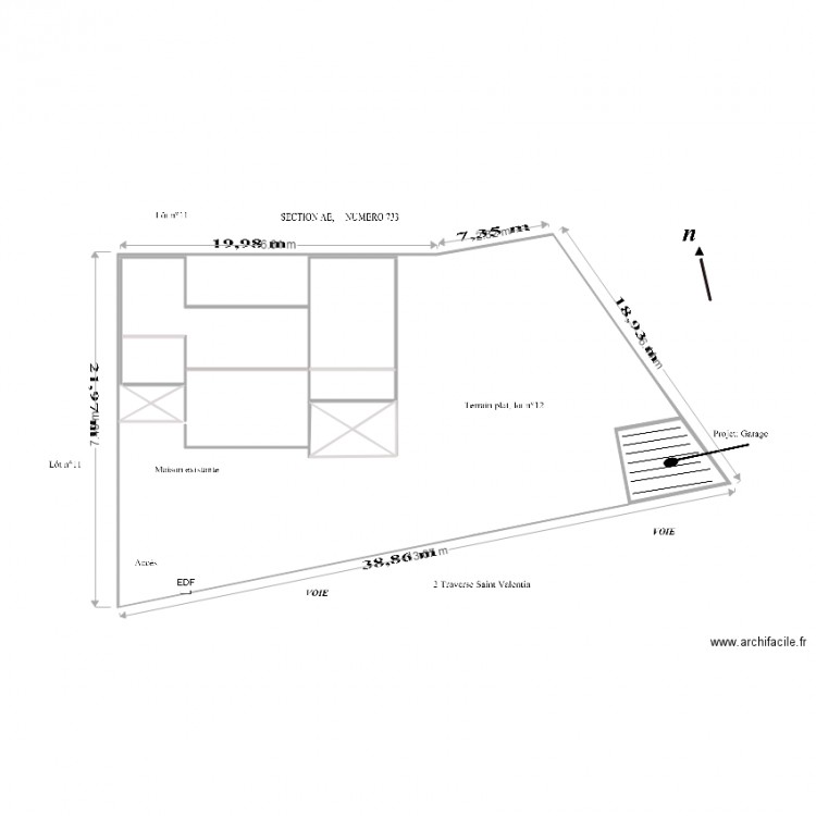 2 Plan de masse GARAGE EN BORDURE. Plan de 0 pièce et 0 m2