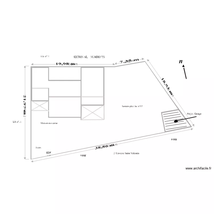 2 Plan de masse GARAGE EN BORDURE. Plan de 