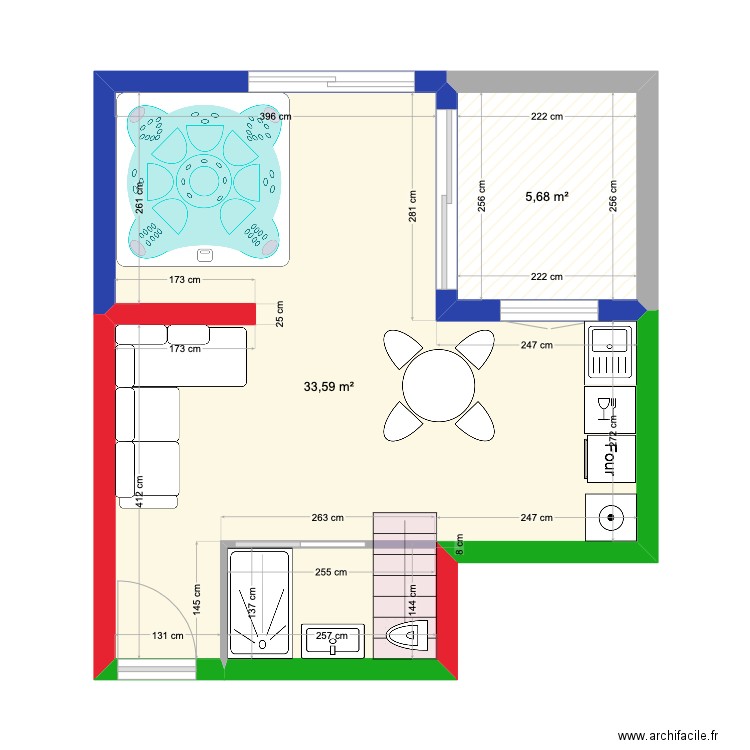 ENTRECASTEAUX  LOVE LOVE 2. Plan de 2 pièces et 39 m2