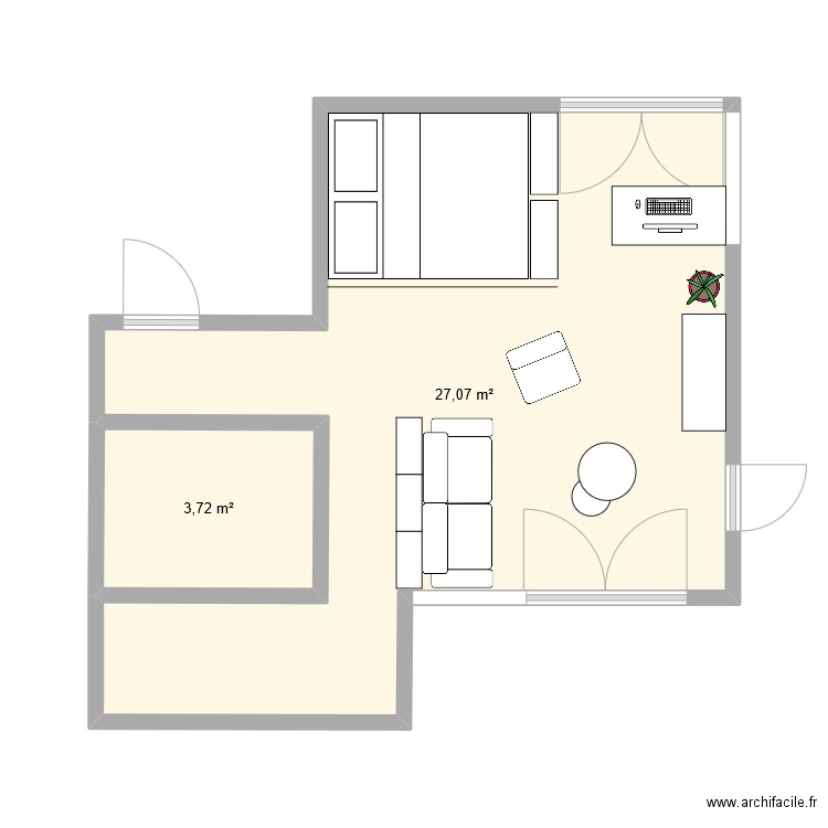 Triemli Tower. Plan de 2 pièces et 31 m2