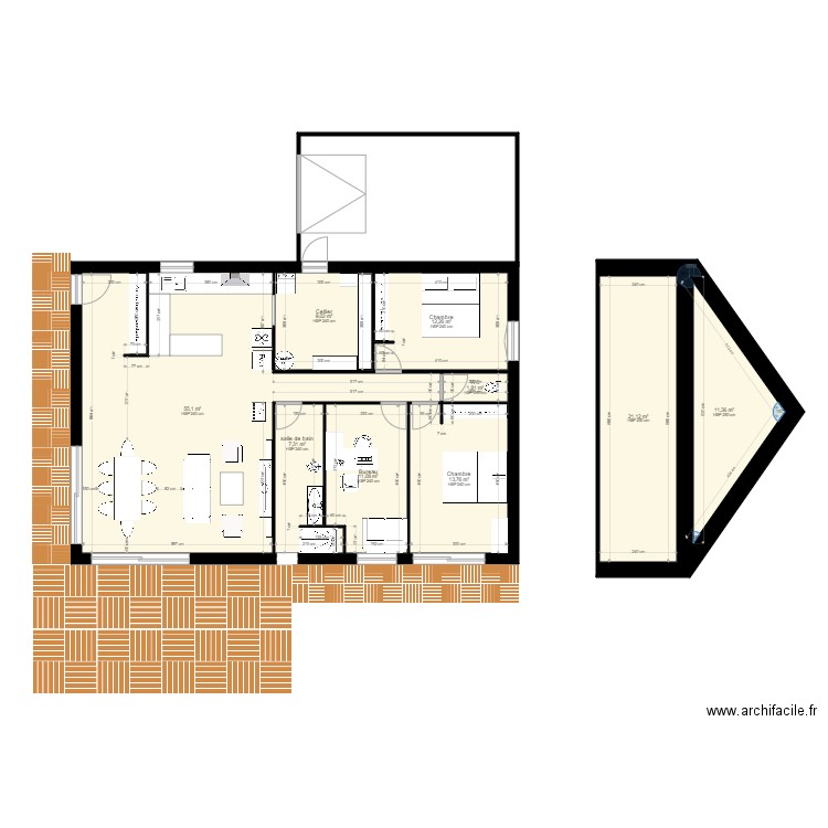 Maison 2. Plan de 11 pièces et 145 m2