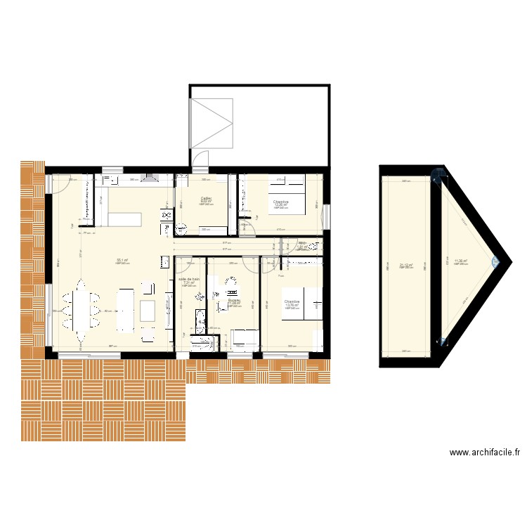 Maison 2. Plan de 9 pièces et 143 m2