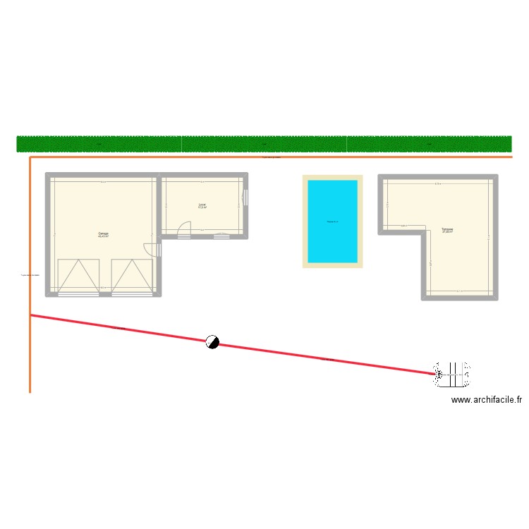 plan aménagement jardin. Plan de 3 pièces et 100 m2