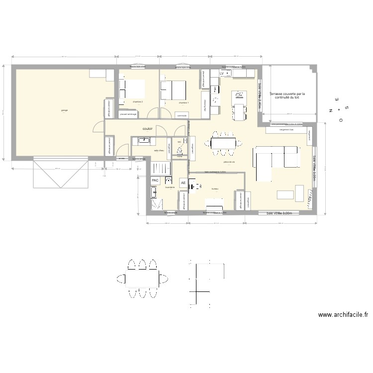 plan DRA cuisine EST terrasse couverte. Plan de 0 pièce et 0 m2