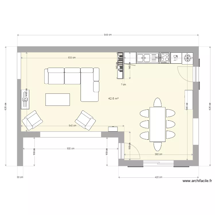 Aménagement pièce de vie V6. Plan de Aménagement pièce de vie V6. Plan de