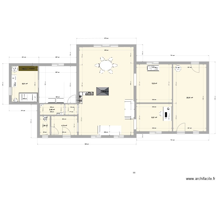 bretagne. Plan de 8 pièces et 107 m2