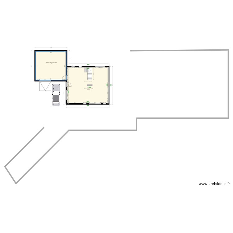 PLAN  NUE. Plan de 2 pièces et 102 m2