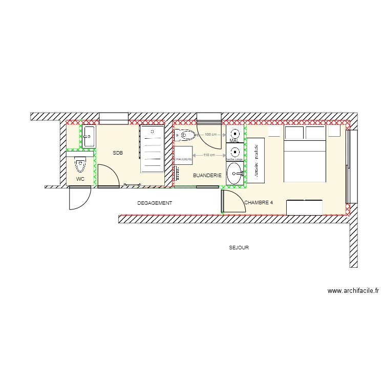 BELMONTE CHAMBRE SDB. Plan de 7 pièces et 21 m2