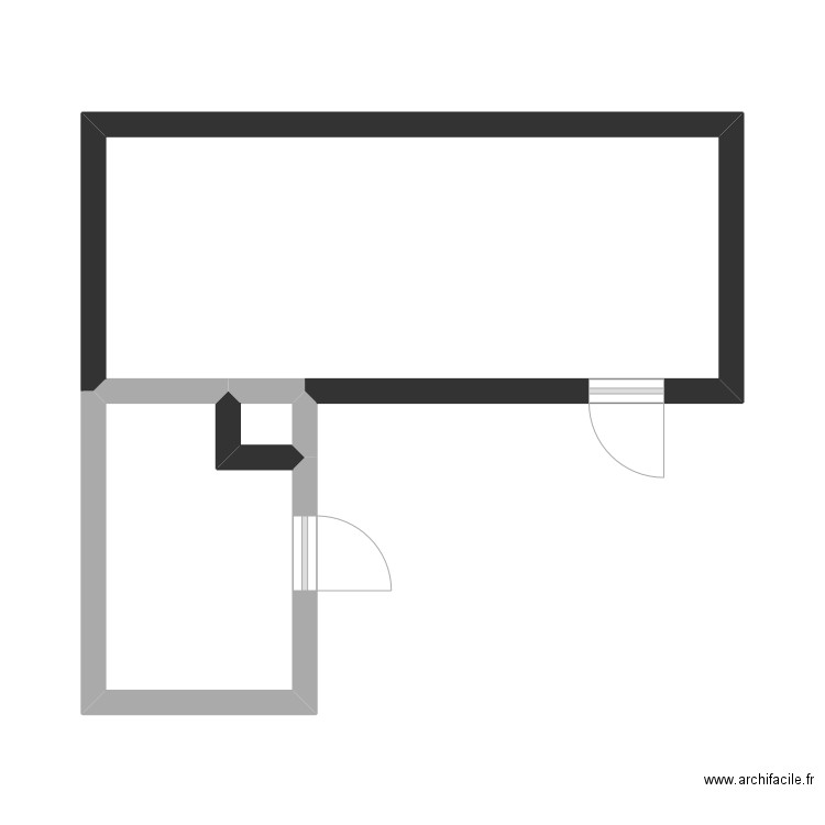 Tacone. Plan de 3 pièces et 23 m2