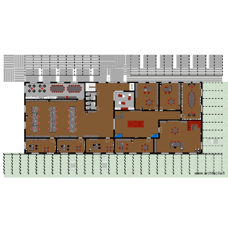 bur. Plan de 51 pièces et 2835 m2