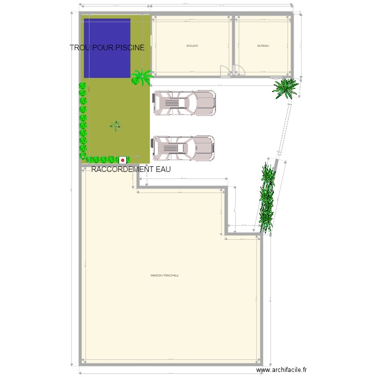 MAISON RINNER  RACCORDEMENT EAU PISCINE. Plan de 3 pièces et 244 m2