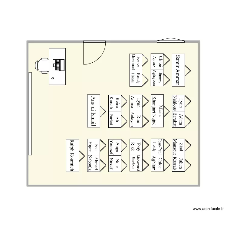 Salle de la classe EB7. Plan de 