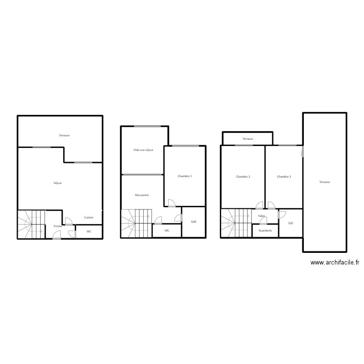 emilie. Plan de 19 pièces et 107 m2