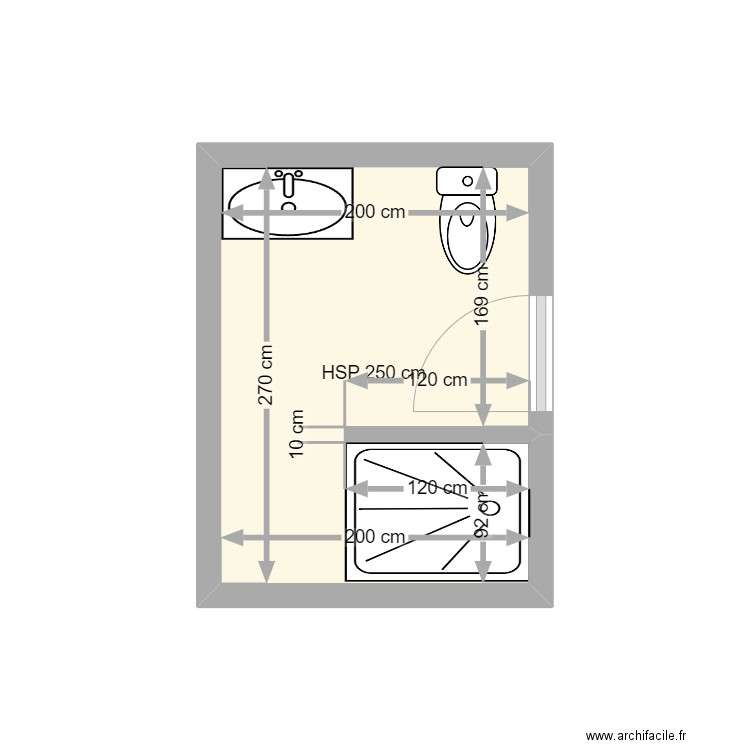 sdb2. Plan de 1 pièce et 5 m2