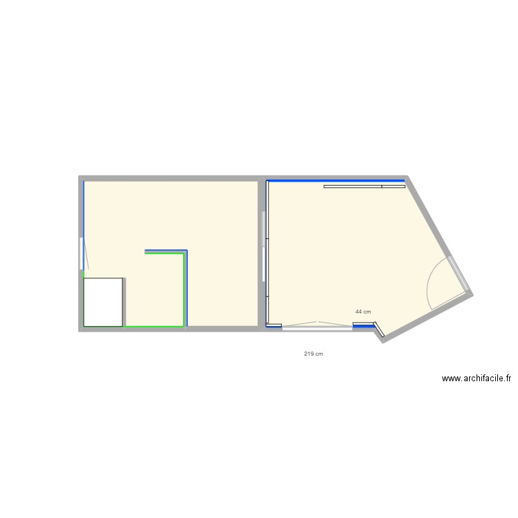 travaux bertrand ura. Plan de 2 pièces et 21 m2