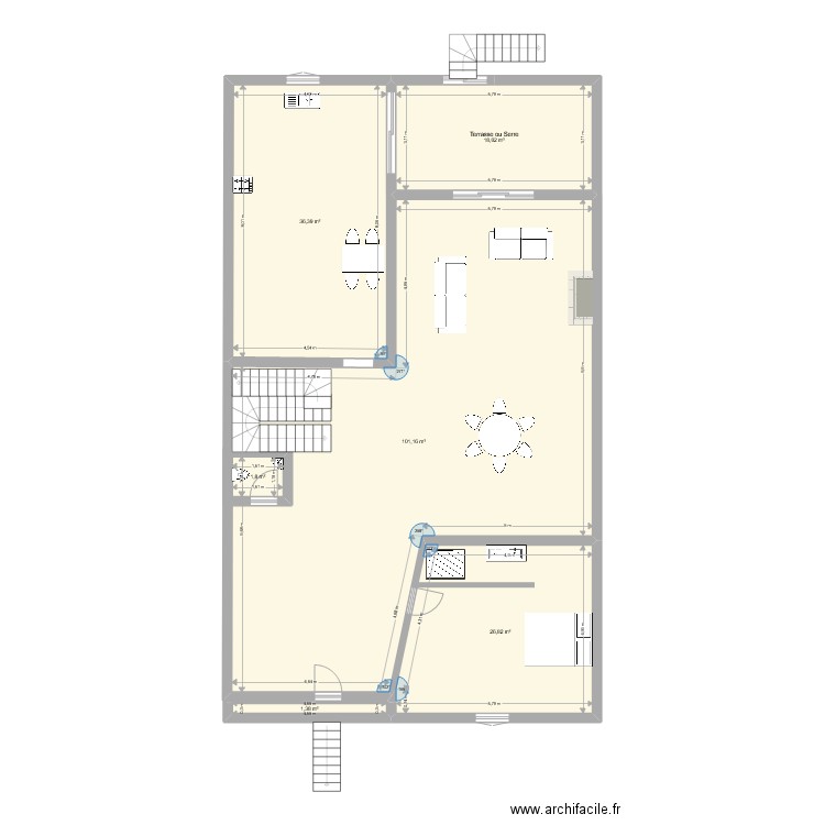 Essai pour la maison. Plan de 6 pièces et 189 m2