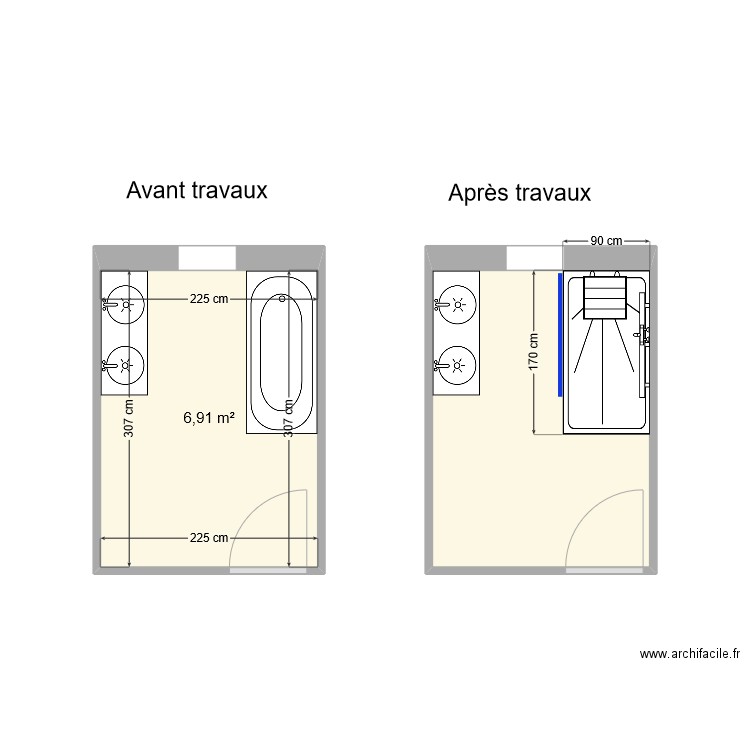 NEGRON Michel. Plan de 2 pièces et 14 m2