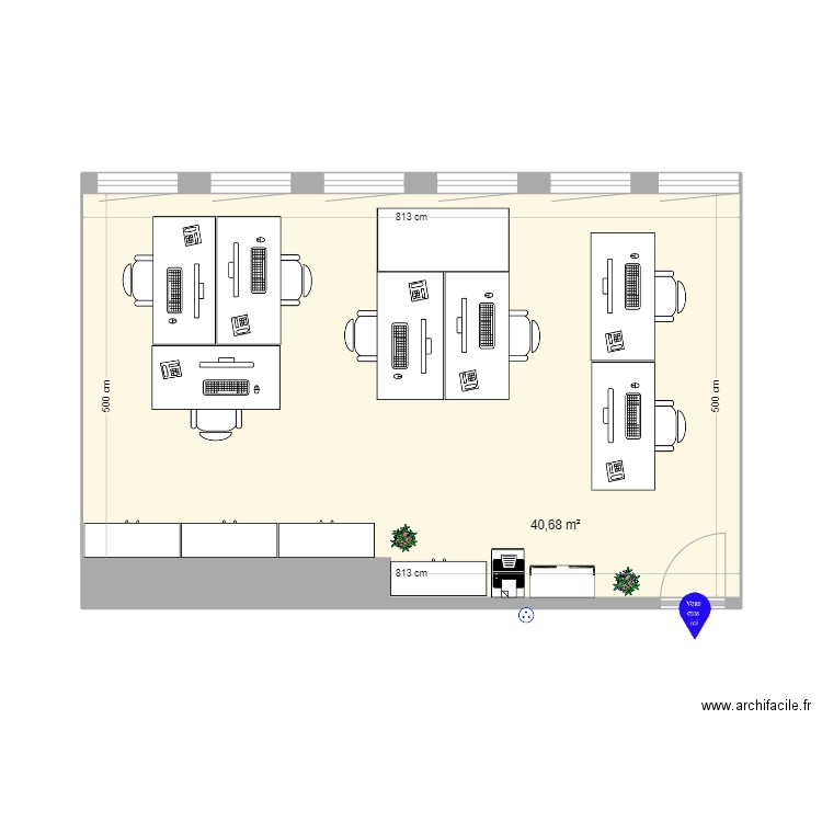 Bureau Ctrl_2. Plan de 1 pièce et 41 m2