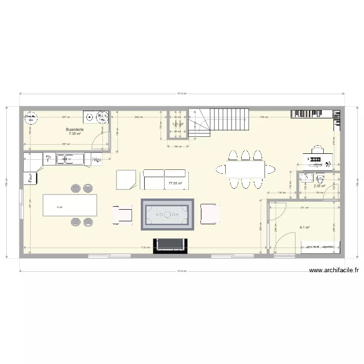 thibault valentine elne rdc escalier un quart tournant avec fen&ecirc;tre dans cuisine. Plan de 