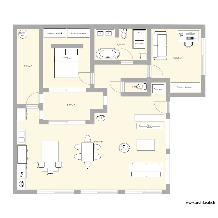 Bignon new. Plan de 7 pièces et 109 m2