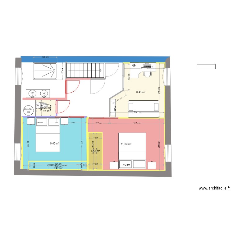 2ème étage 07 2025. Plan de 6 pièces et 37 m2
