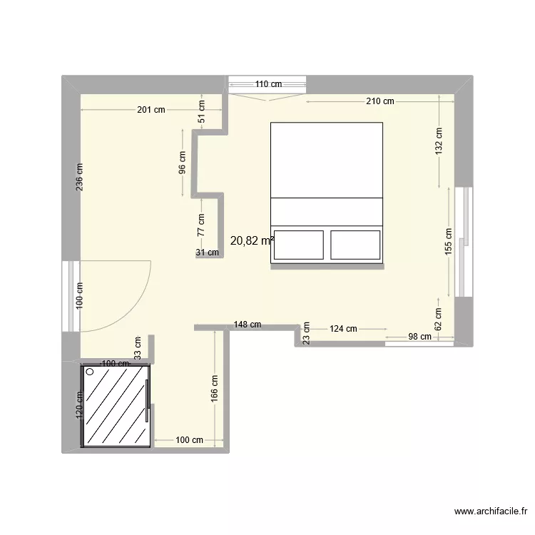 Dressing-SdB-Chambre. Plan de 