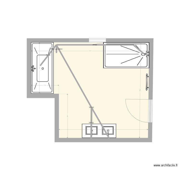 SDB Evacuation. Plan de 1 pièce et 12 m2