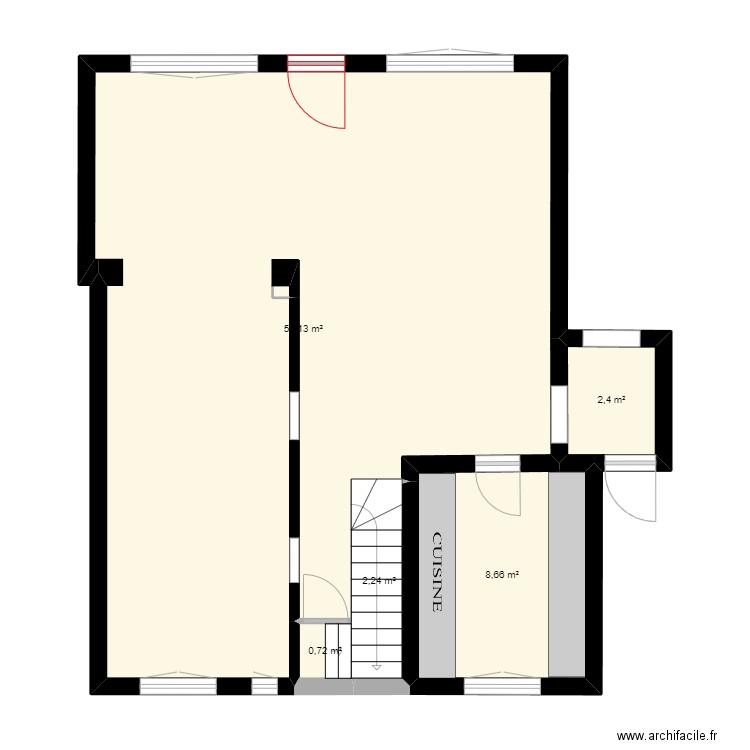 RDC PLATEAU. Plan de 5 pièces et 69 m2