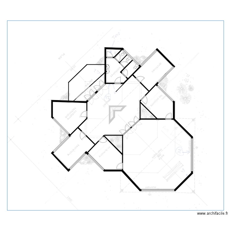 Mairie. Plan de 9 pièces et 244 m2