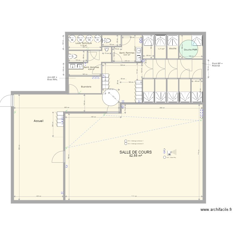 Studio Eguilles V2 casiers. Plan de 16 pièces et 176 m2