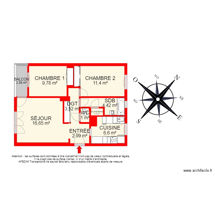 BI 14301. Plan de 16 pièces et 68 m2