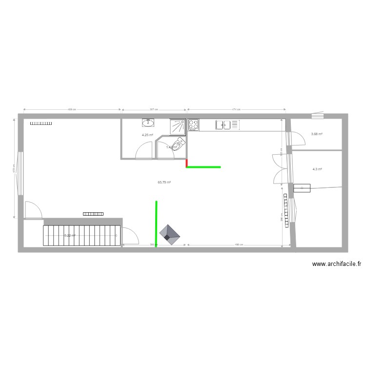 37v 1b. Plan de 6 pièces et 85 m2