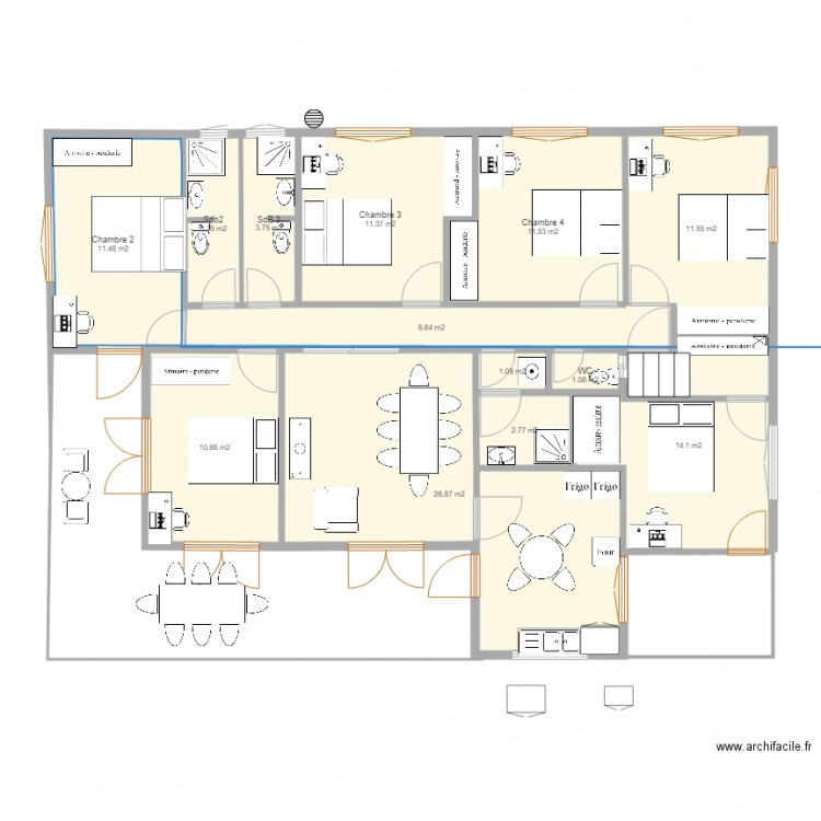 Maison Baduel v10. Plan de 13 pièces et 119 m2