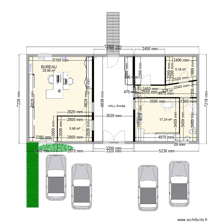 RDC Seul  4EME Plan   AMH . Plan de 5 pièces et 62 m2