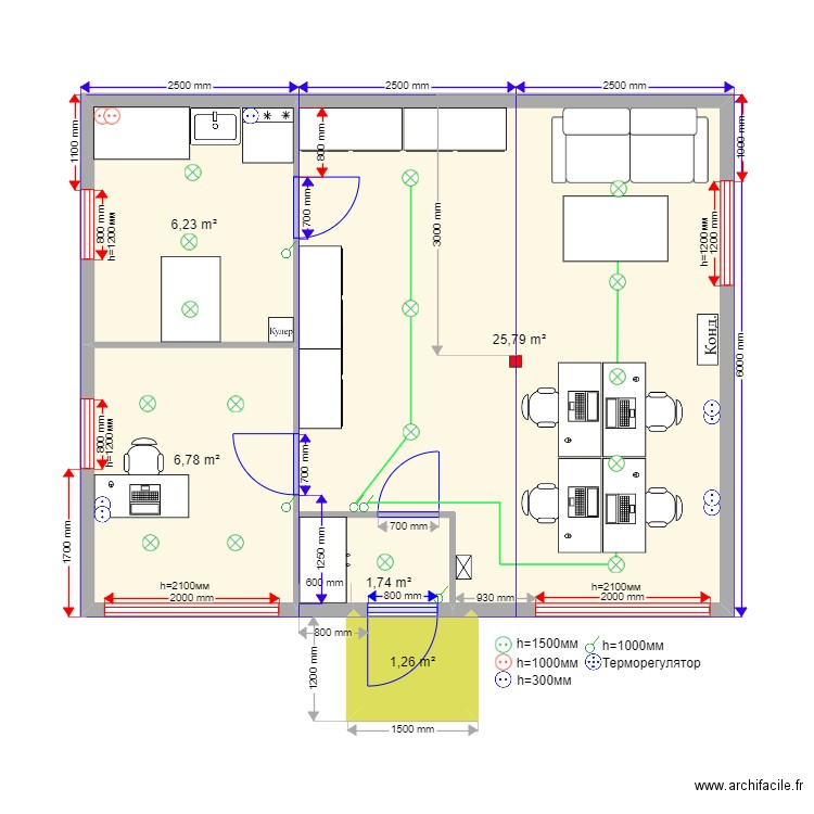 45  9. Plan de 5 pièces et 42 m2