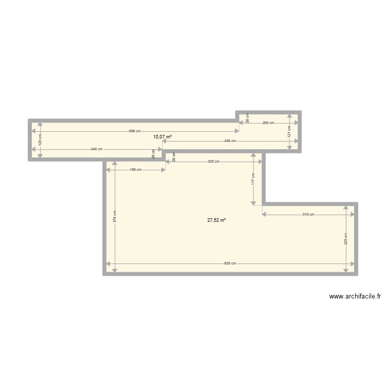 appt. Plan de 2 pièces et 38 m2