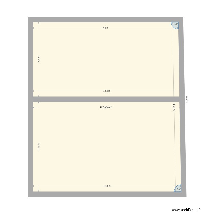 gites 2 et 3. Plan de 1 pièce et 63 m2