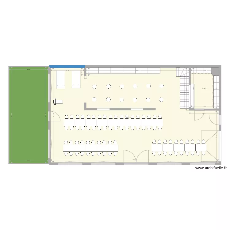Salle f&ecirc;te. Plan de 