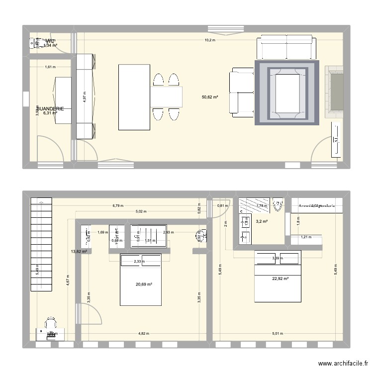 manoir. Plan de 7 pièces et 119 m2
