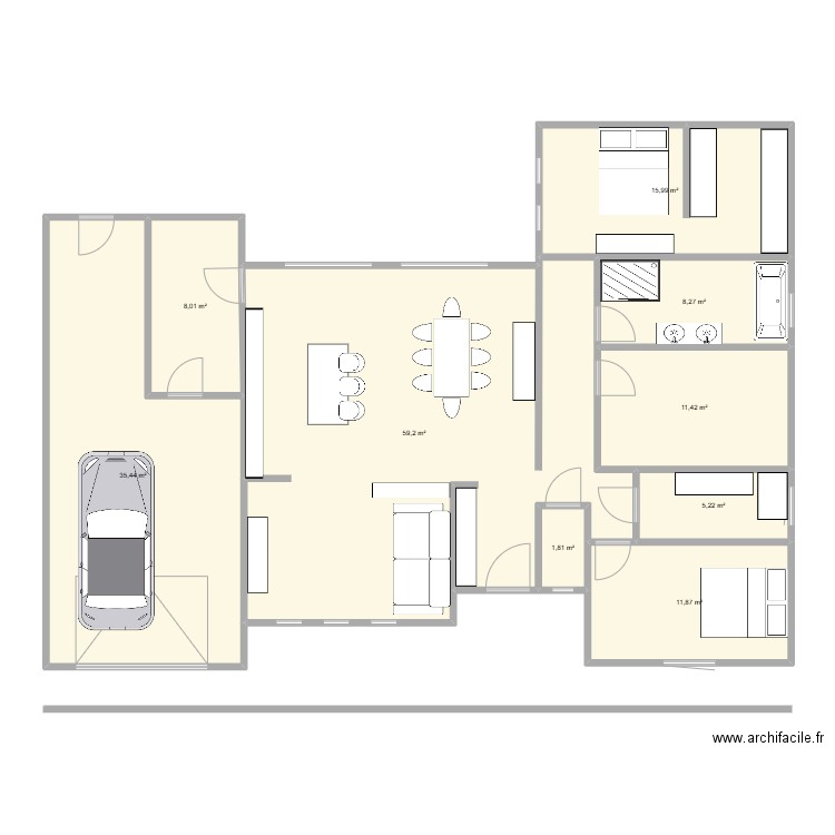 Maison Cat. Plan de 9 pièces et 157 m2