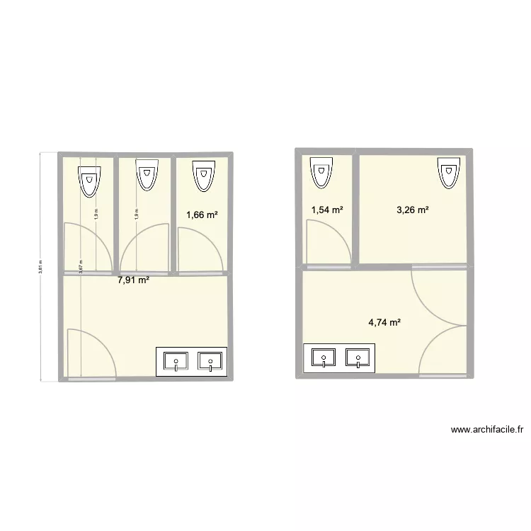 CIC AIX LES MILLES R+1. Plan de 5 et 19 m² CIC AIX LES MILLES R+1. Plan de 5 et 19 m²