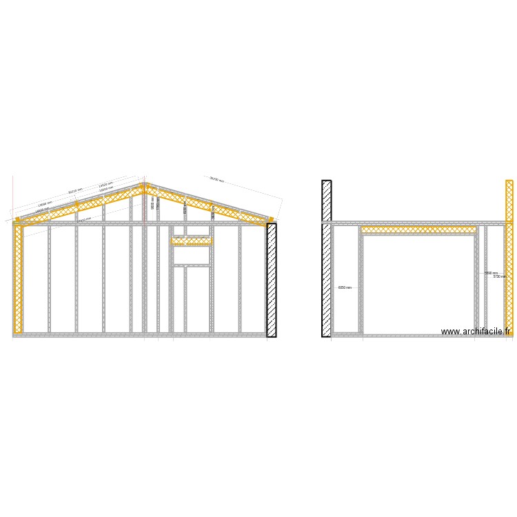 ossature studio. Plan de 9 pièces et 11 m2