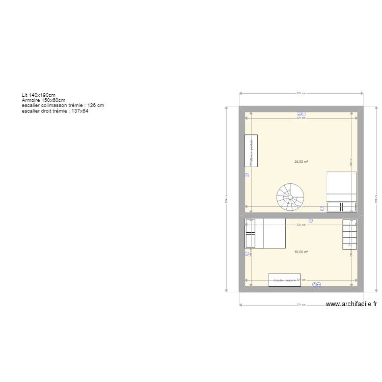 Plan combles appart 3 et 4 avec prises. Plan de 0 pièce et 0 m2
