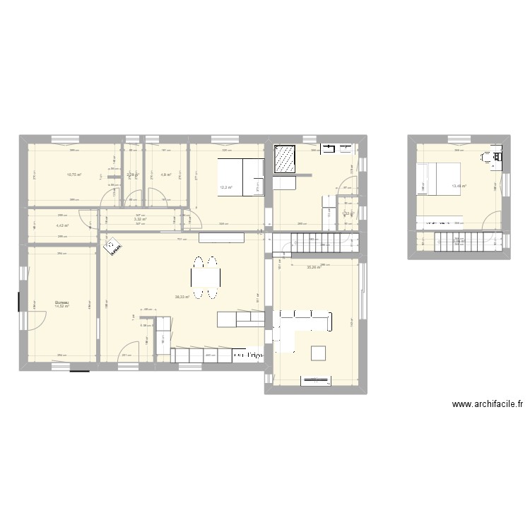 Agrandissement Daignac. Plan de 12 pièces et 144 m2