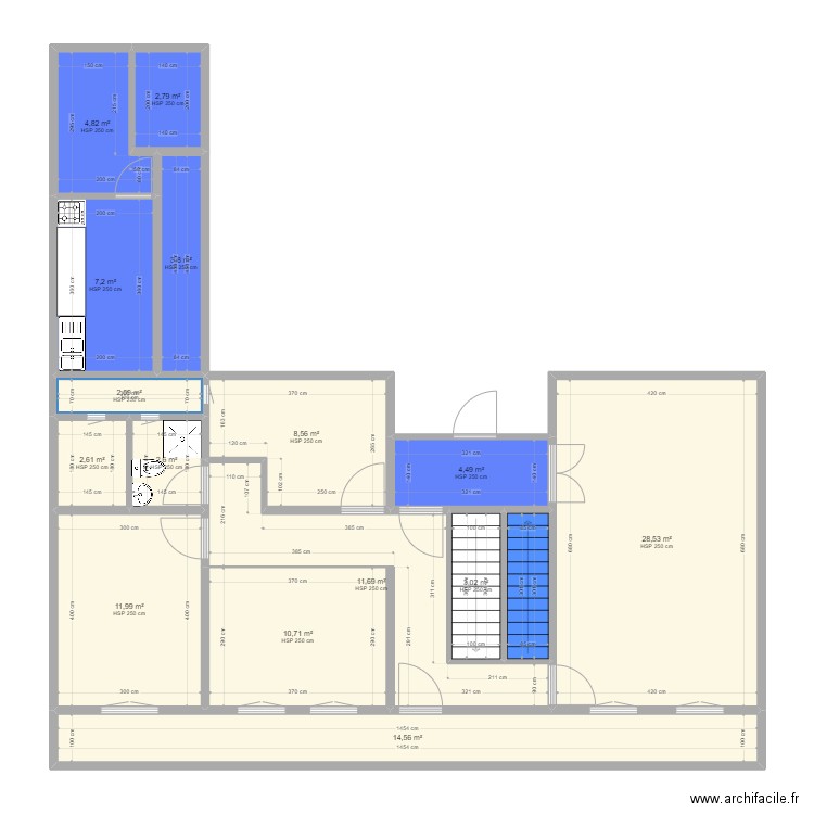 maison 1. Plan de 19 pièces et 188 m2