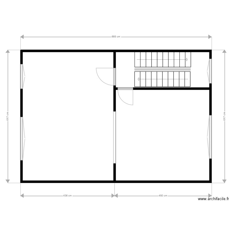 Chantier Schaerbeek 2eme Etage. Plan de 3 pièces et 51 m2