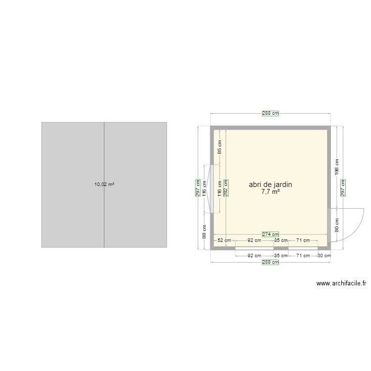 abri. Plan de 0 pièce et 0 m2
