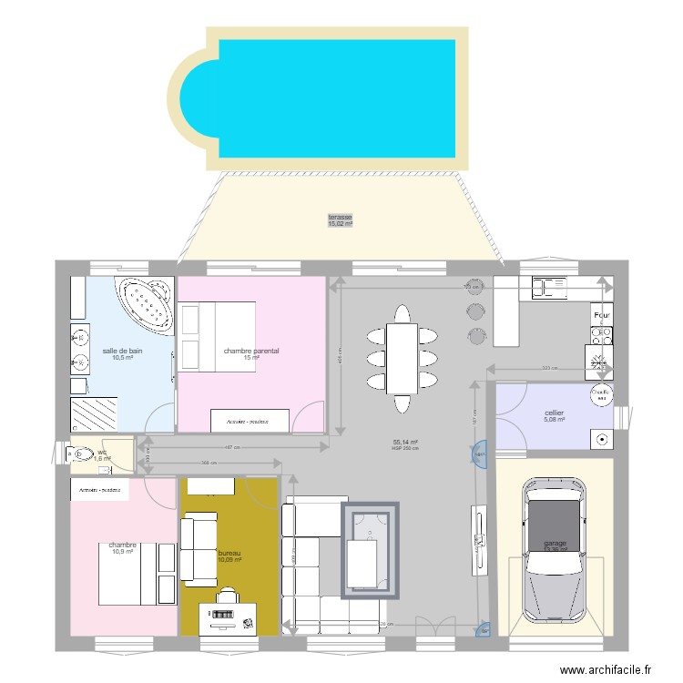 plan maison3. Plan de 9 pièces et 137 m2